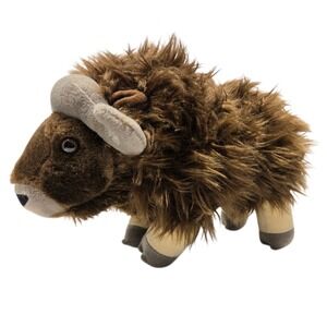 WILD REPUBLIC Musk Ox Plush Stuffed Animal Brown Shaggy Fur 10 Inch